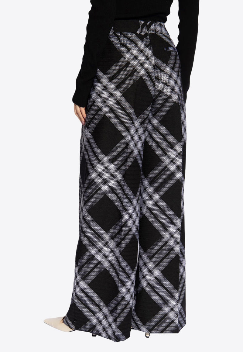 Vintage Check Wide-Leg Wool Pants