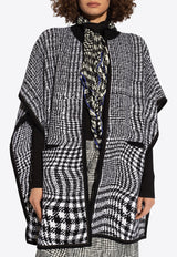 Houndstooth Wool-Blend Poncho
