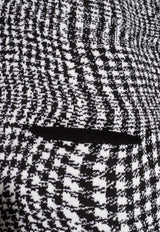 Houndstooth Wool-Blend Poncho
