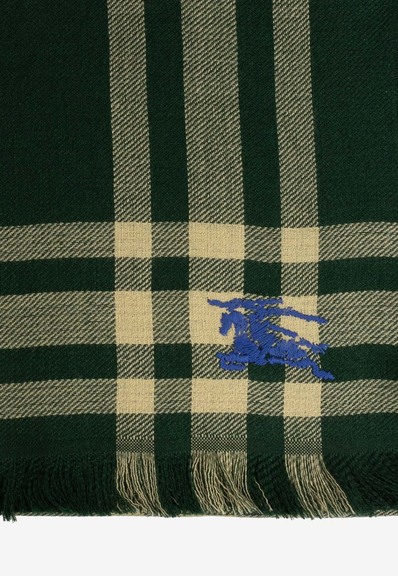 Checked Wool-Blend Scarf