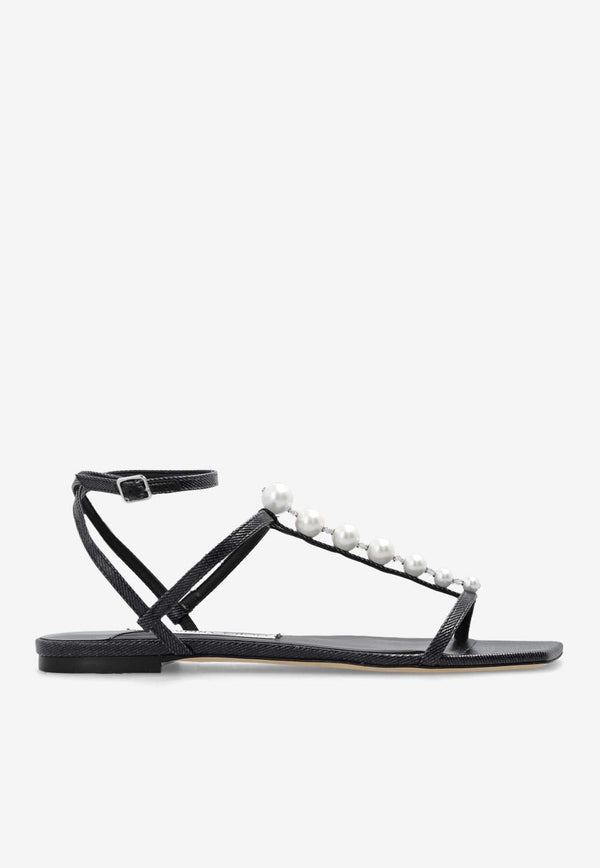 Amari Pearl Embellished Flat Sandals