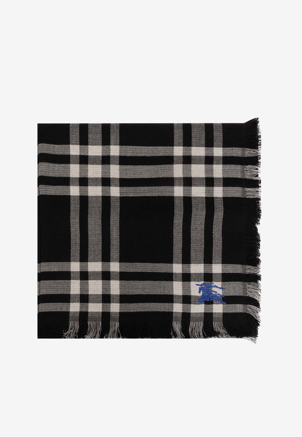 Reversible Check Wool Silk Scarf