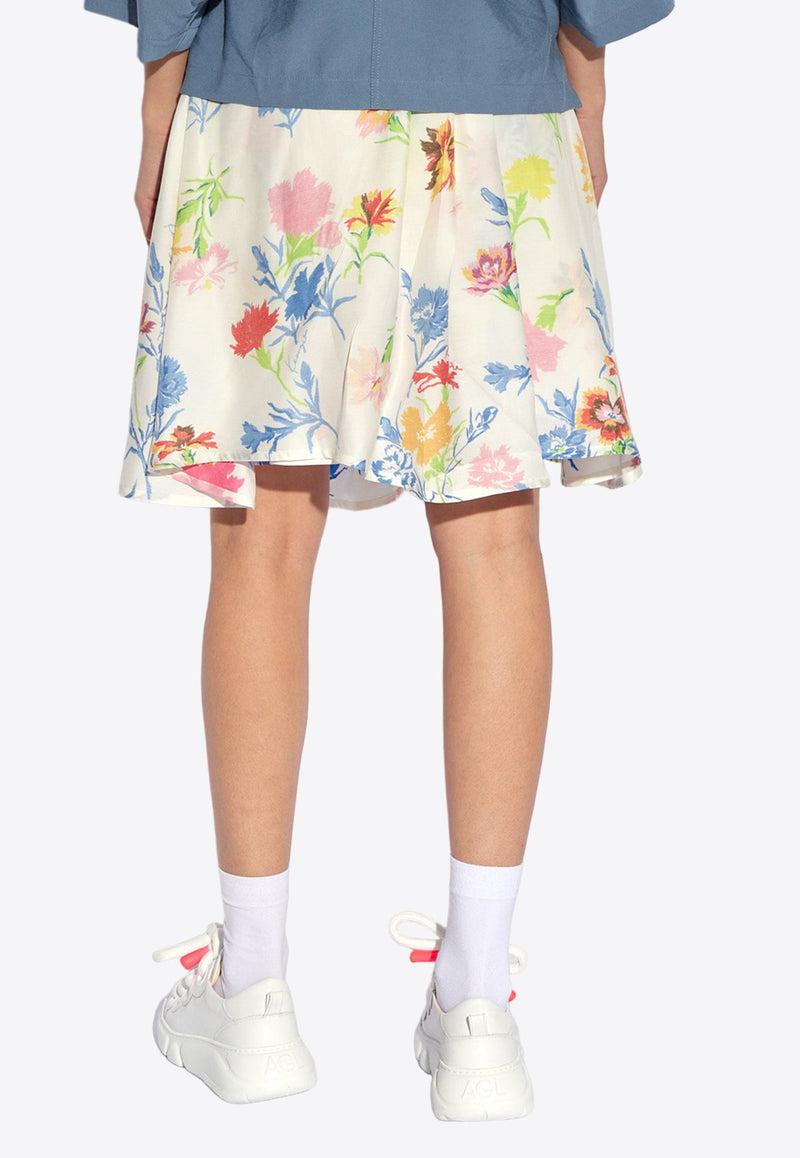 Drawn Flowers Midi Skirt