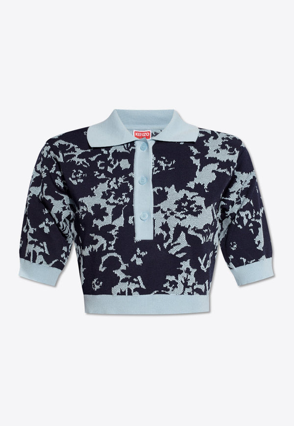 Flower Camo Cropped Polo T-shirt