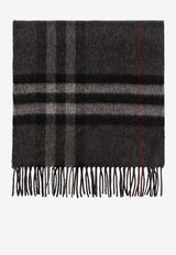 Check Pattern Fringed Cashmere Scarf