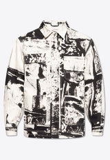 Abstract Print Twill Jacket