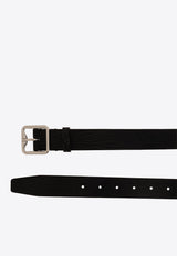Grained Leather Buckle Belt