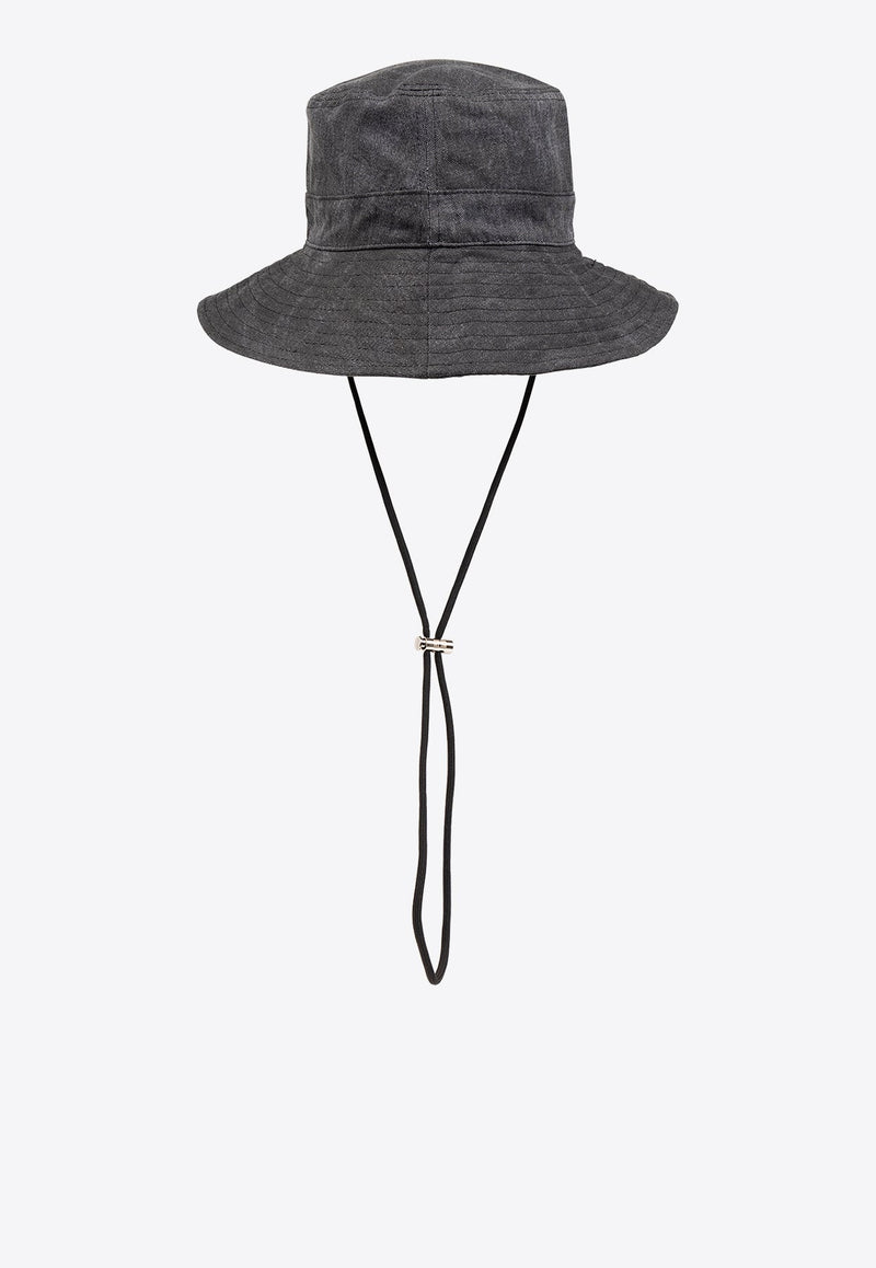 Embroidered Logo Denim Bucket Hat
