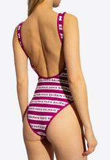 Logo Stripes One-Piece Swimsuit