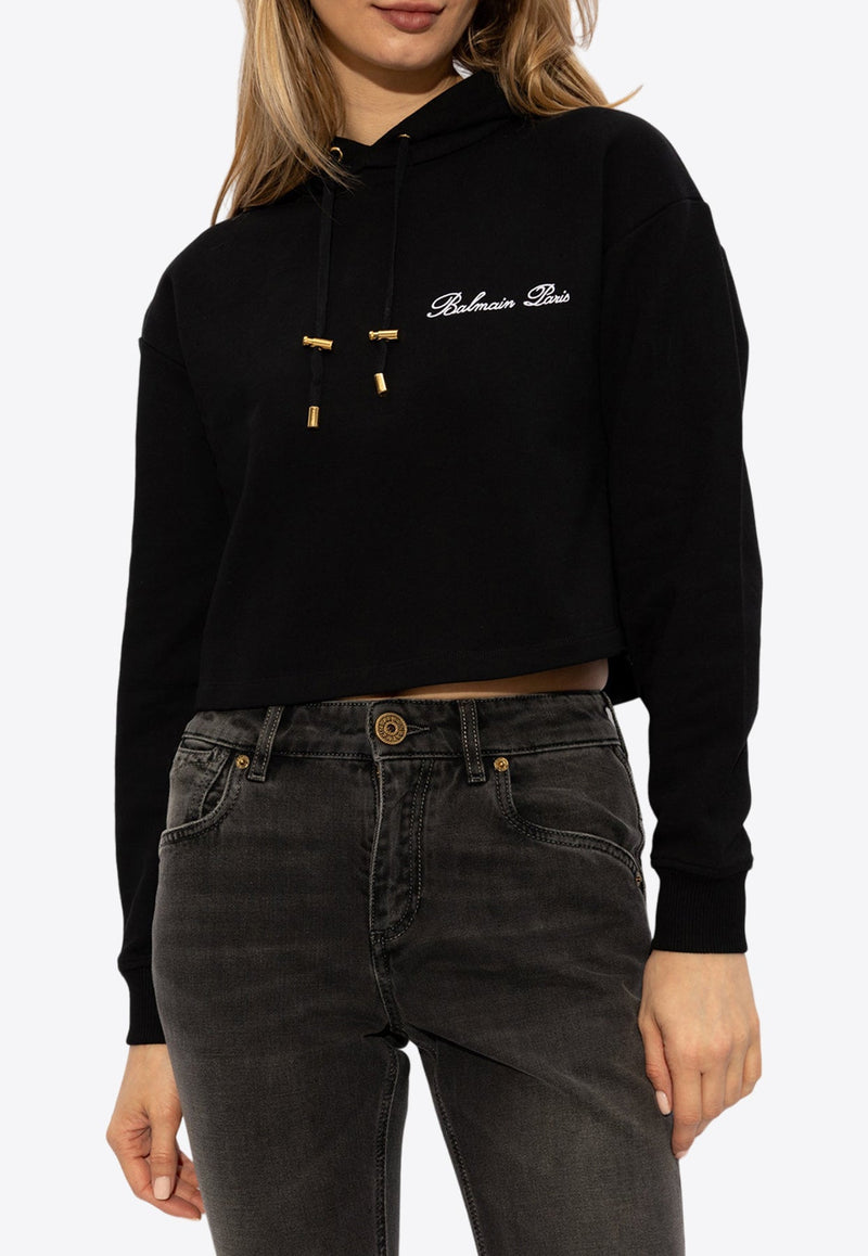 Logo-Embroidered Cropped Hooded Sweatshirt