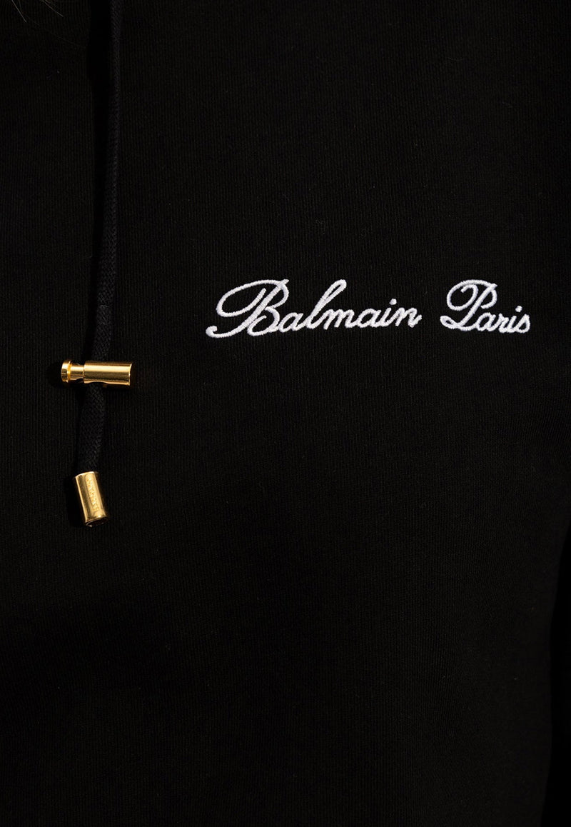 Logo-Embroidered Cropped Hooded Sweatshirt