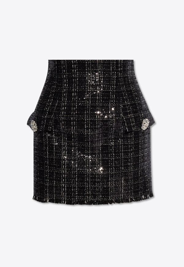 Sequined Tweed Mini Skirt