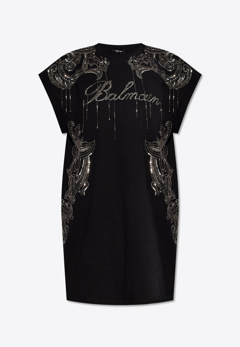 Signature Chain Embroidered T-shirt Dress