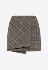Checkered Mini Wrap Skirt