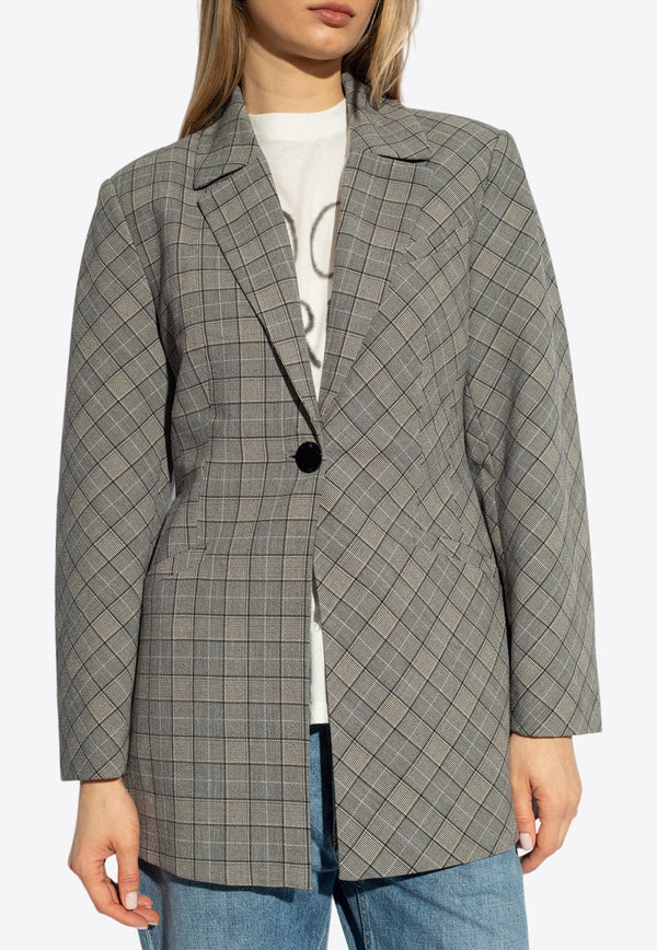 Single-Breasted Checkered Blazer