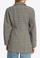 Single-Breasted Checkered Blazer