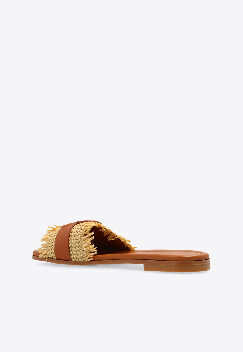 Bell Woven Strap Leather Flat Sandals