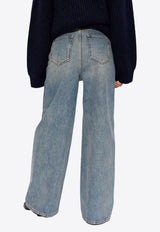 Wide-Leg Faded Jeans