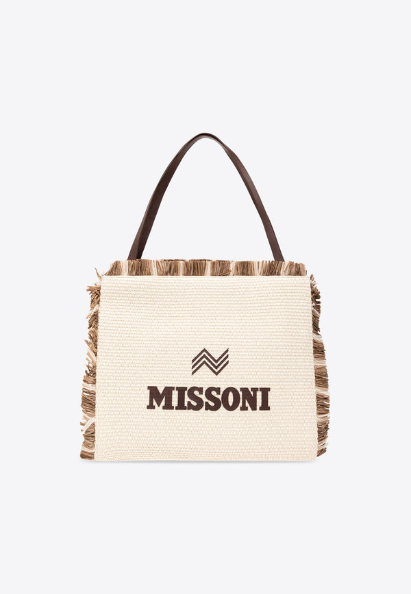 Logo Patch Fringed Tote Bag