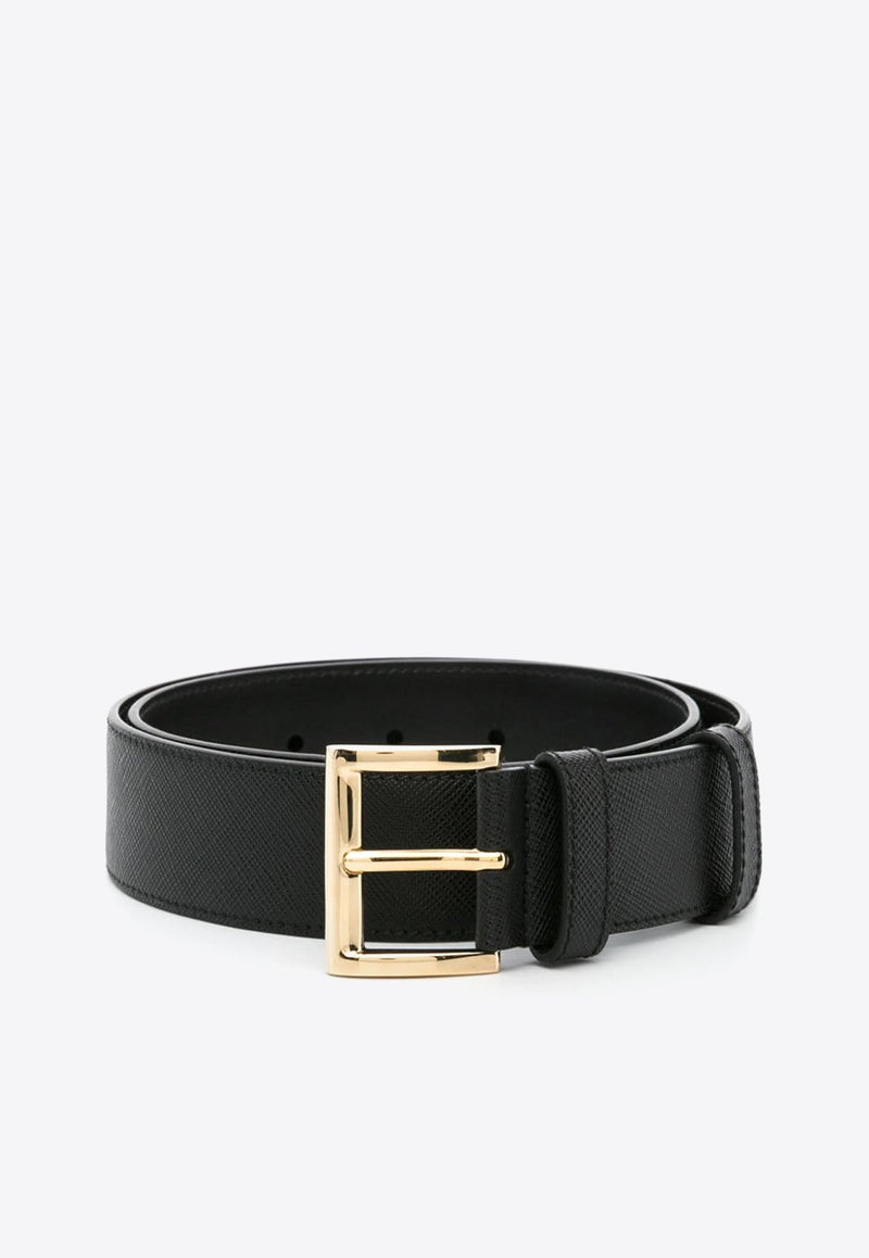 Logo Plaque Leather Belt