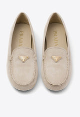 Triangle Logo Suede Loafers