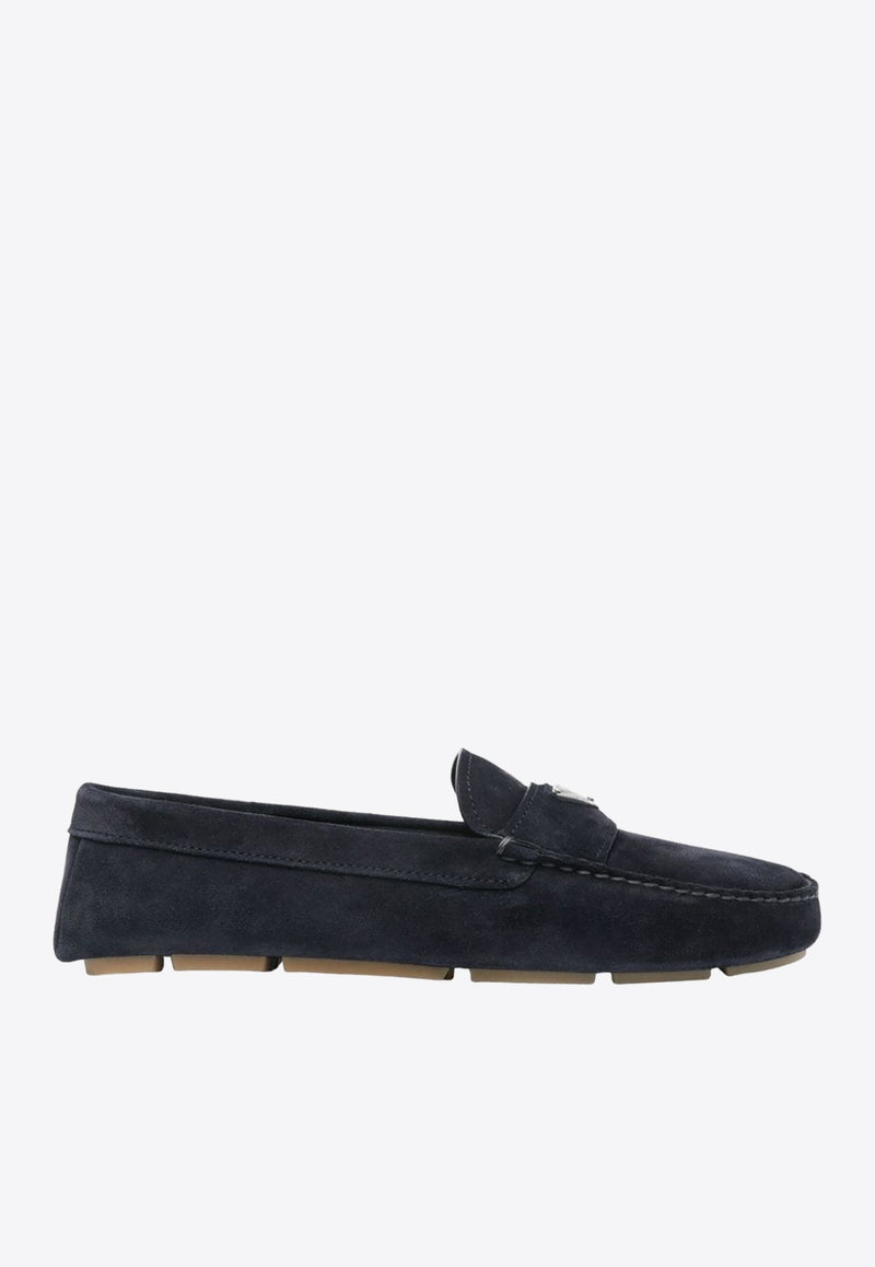 Triangle Logo Suede Loafers