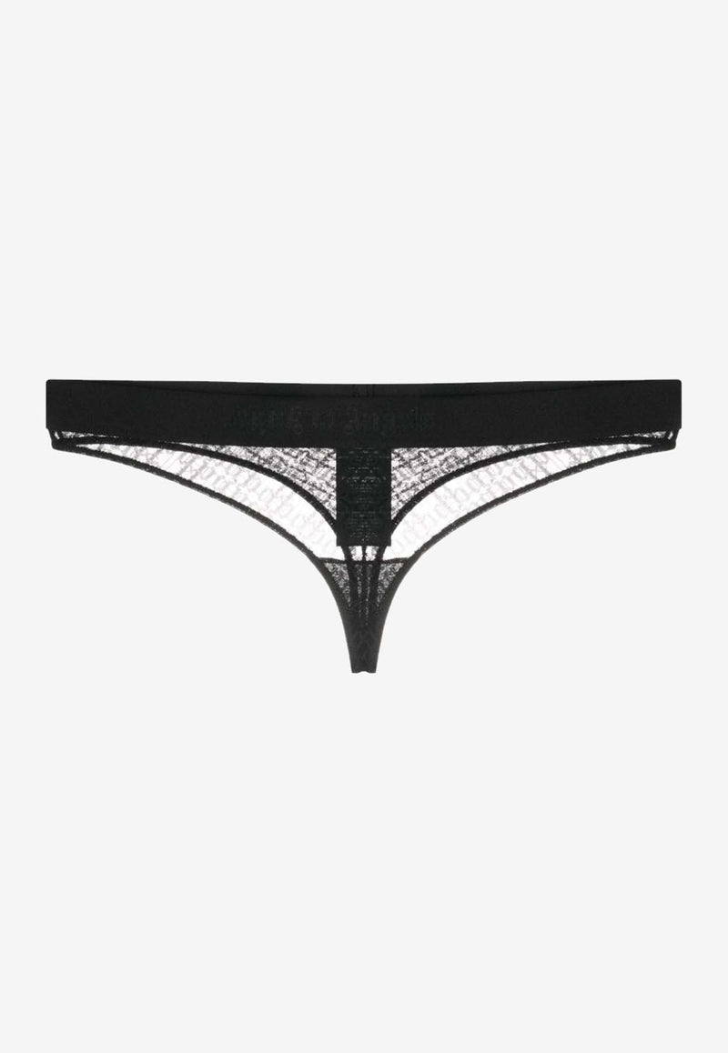 Logo Waistband Lace Thong