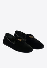 Triangle Logo Velvet Loafers