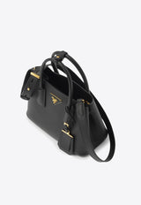 Double Saffiano Leather Logo Tote Bag