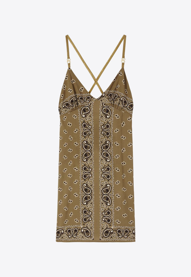 Paisley Print Sleeveless Mini Dress