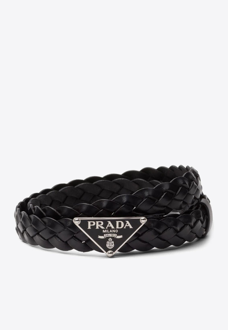 Triangle Logo Braided Leather Belt