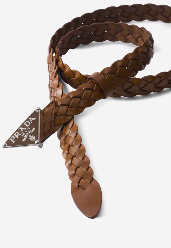 Triangle Logo Braided Leather Belt
