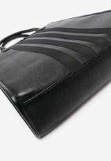 4-bar Stripes Grained Leather Tote Bag