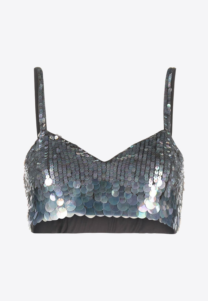 Iridescent Sequins Cropped Top