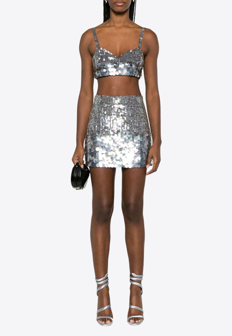 Iridescent Sequins Cropped Top