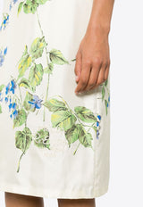 Floral Print Silk Twill Dress