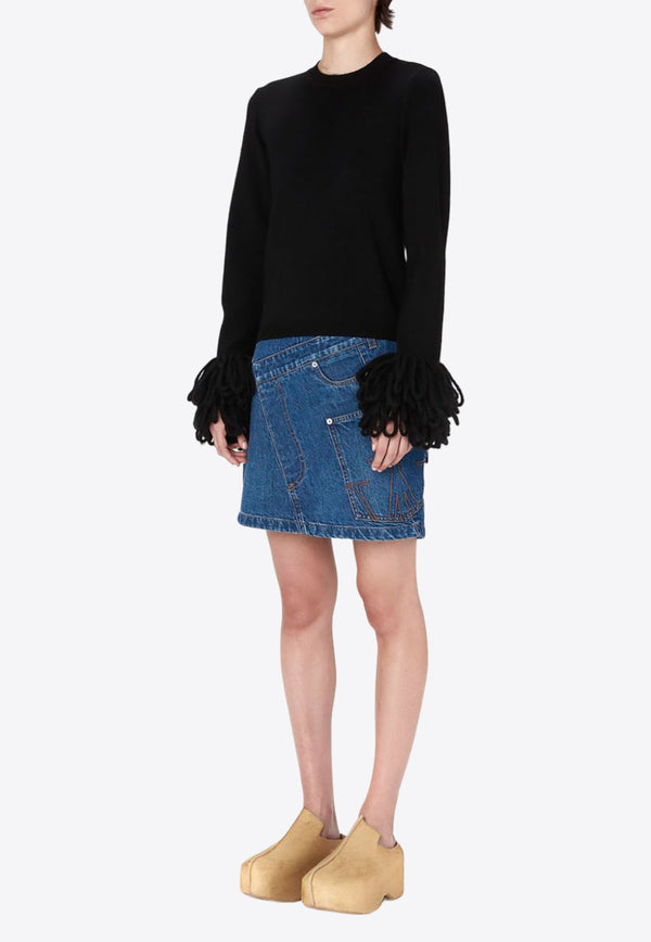 Twisted Denim Mini Skirt