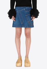 Twisted Denim Mini Skirt