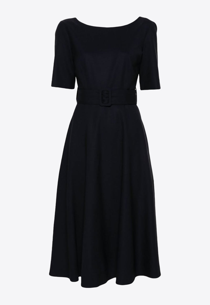 Flared Belted Midi Dress