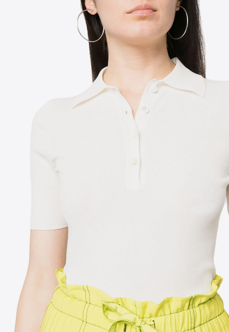 Fine-Ribbed Polo T-shirt