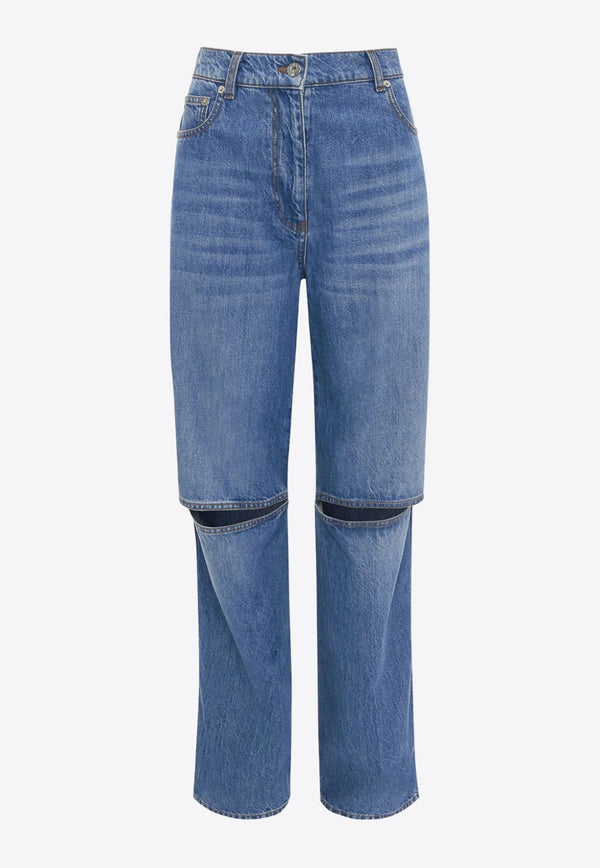 Cut-Out Bootcut Jeans