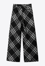 Wide-Leg Checked Pleated Pants