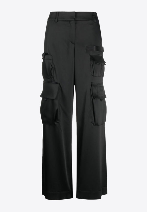 Straight-Leg Satin Cargo Pants