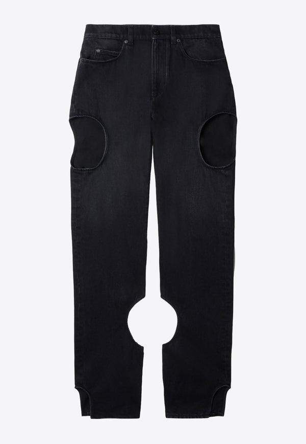 Meteor Cut-Out Straight-Leg Jeans