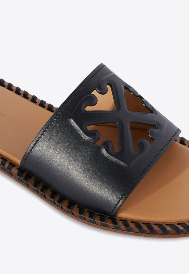 Twist Arrow Cut-Out Leather Slides