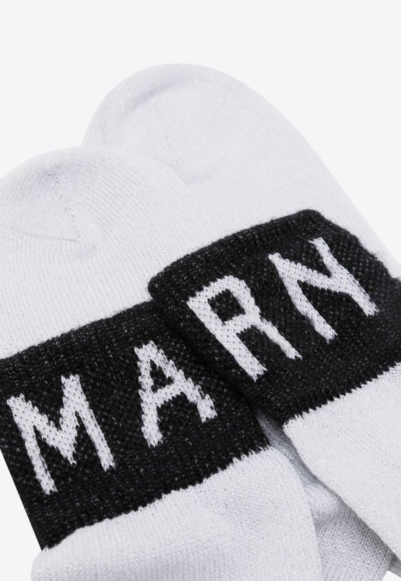 Logo Intarsia Lurex Ribbed Socks