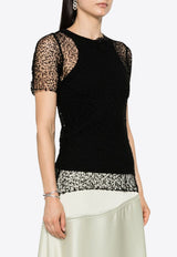 Embroidered Semi-Sheer Top