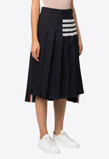 4-bar Stripes Midi Pleated Skirt