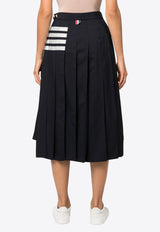 4-bar Stripes Midi Pleated Skirt