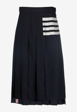 4-bar Stripes Midi Pleated Skirt